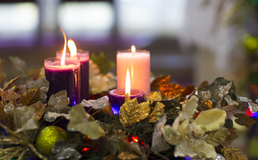 candles lit on a Catholic advent wreath